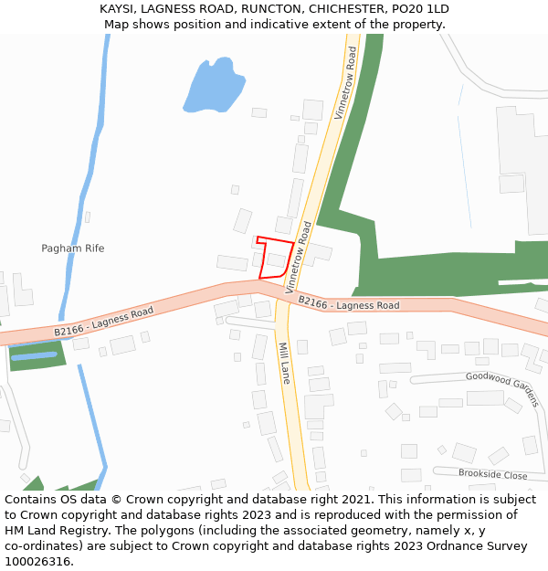 KAYSI, LAGNESS ROAD, RUNCTON, CHICHESTER, PO20 1LD: Location map and indicative extent of plot