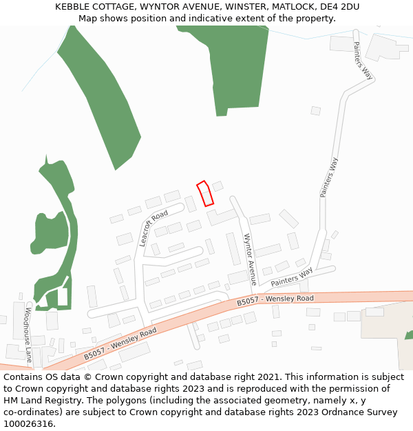 KEBBLE COTTAGE, WYNTOR AVENUE, WINSTER, MATLOCK, DE4 2DU: Location map and indicative extent of plot