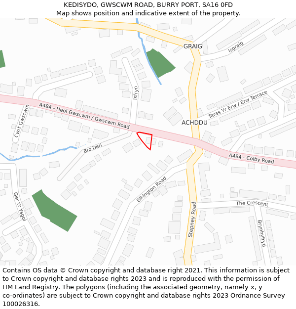 KEDISYDO, GWSCWM ROAD, BURRY PORT, SA16 0FD: Location map and indicative extent of plot