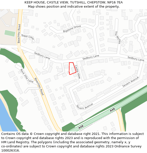 KEEP HOUSE, CASTLE VIEW, TUTSHILL, CHEPSTOW, NP16 7EA: Location map and indicative extent of plot