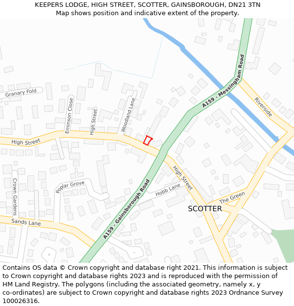 KEEPERS LODGE, HIGH STREET, SCOTTER, GAINSBOROUGH, DN21 3TN: Location map and indicative extent of plot