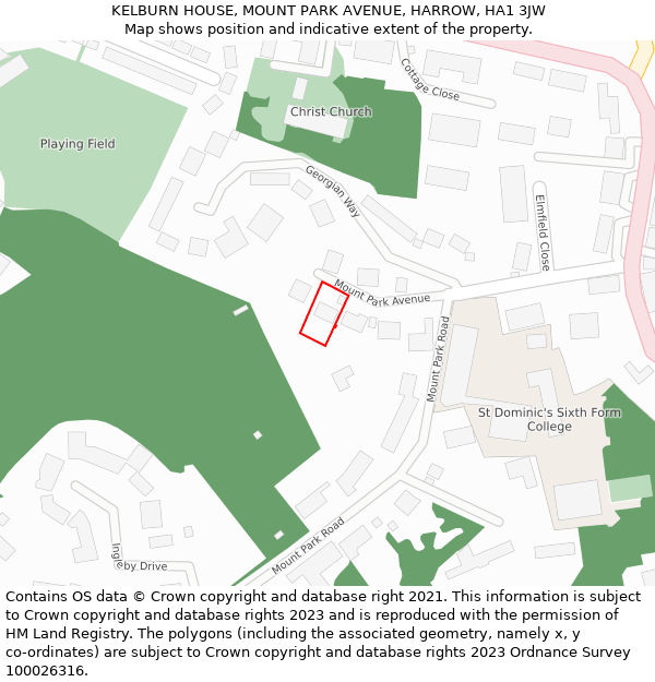 KELBURN HOUSE, MOUNT PARK AVENUE, HARROW, HA1 3JW: Location map and indicative extent of plot