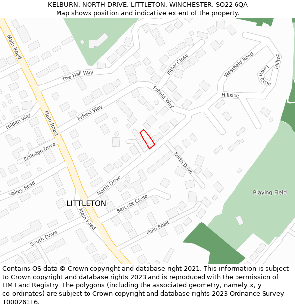 KELBURN, NORTH DRIVE, LITTLETON, WINCHESTER, SO22 6QA: Location map and indicative extent of plot