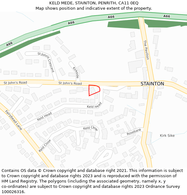 KELD MEDE, STAINTON, PENRITH, CA11 0EQ: Location map and indicative extent of plot