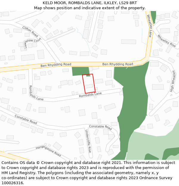 KELD MOOR, ROMBALDS LANE, ILKLEY, LS29 8RT: Location map and indicative extent of plot