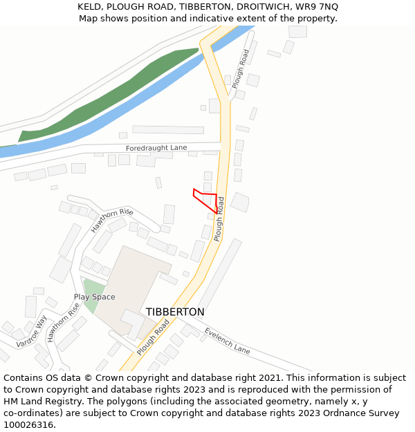 KELD, PLOUGH ROAD, TIBBERTON, DROITWICH, WR9 7NQ: Location map and indicative extent of plot