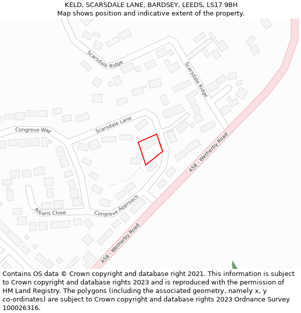 KELD, SCARSDALE LANE, BARDSEY, LEEDS, LS17 9BH: Location map and indicative extent of plot