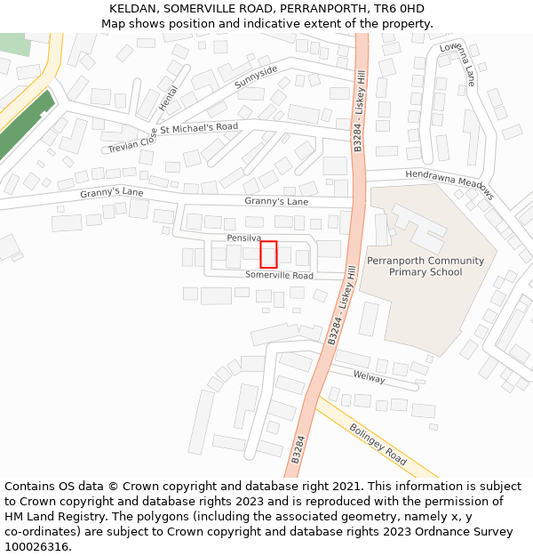 KELDAN, SOMERVILLE ROAD, PERRANPORTH, TR6 0HD: Location map and indicative extent of plot