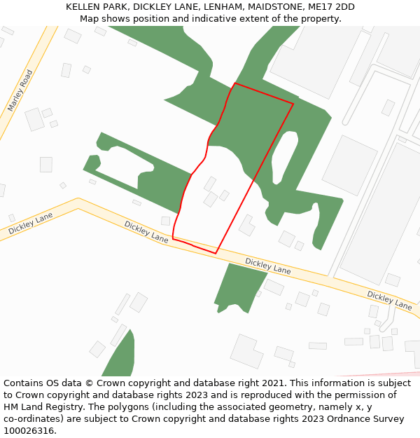 KELLEN PARK, DICKLEY LANE, LENHAM, MAIDSTONE, ME17 2DD: Location map and indicative extent of plot