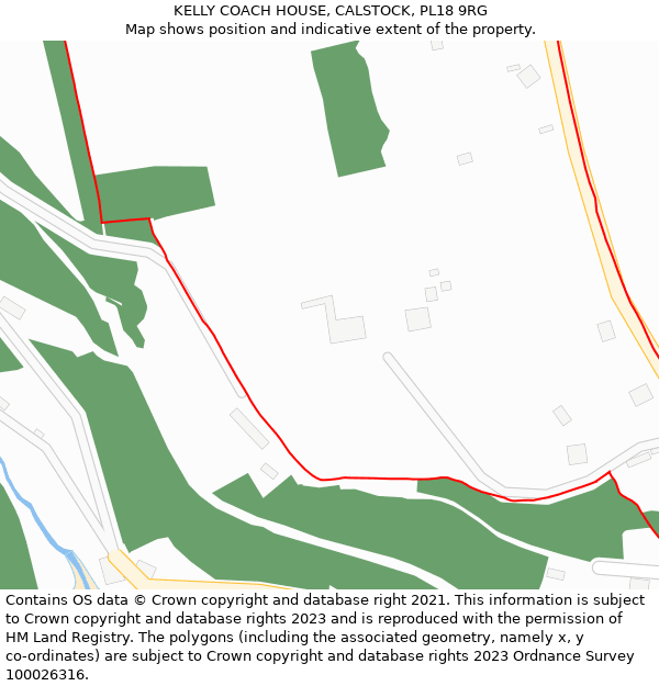 KELLY COACH HOUSE, CALSTOCK, PL18 9RG: Location map and indicative extent of plot