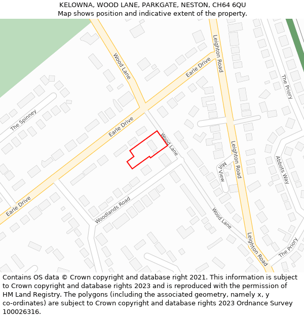 KELOWNA, WOOD LANE, PARKGATE, NESTON, CH64 6QU: Location map and indicative extent of plot