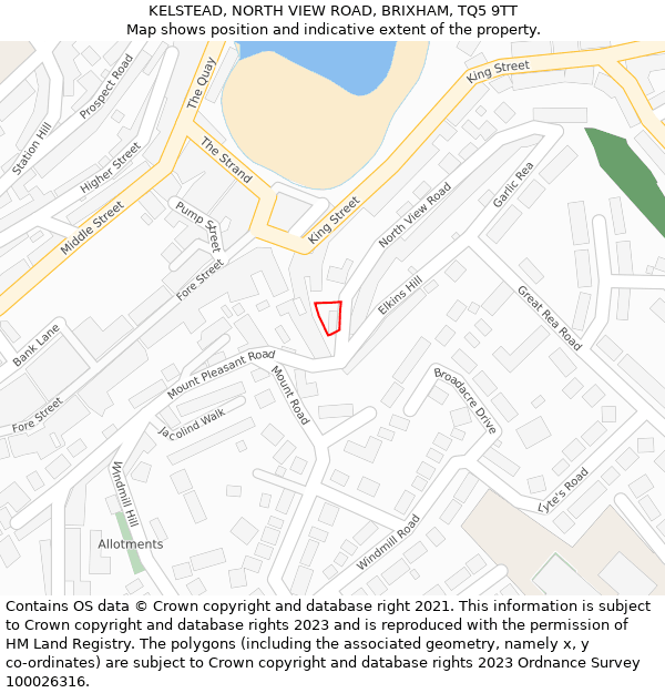 KELSTEAD, NORTH VIEW ROAD, BRIXHAM, TQ5 9TT: Location map and indicative extent of plot