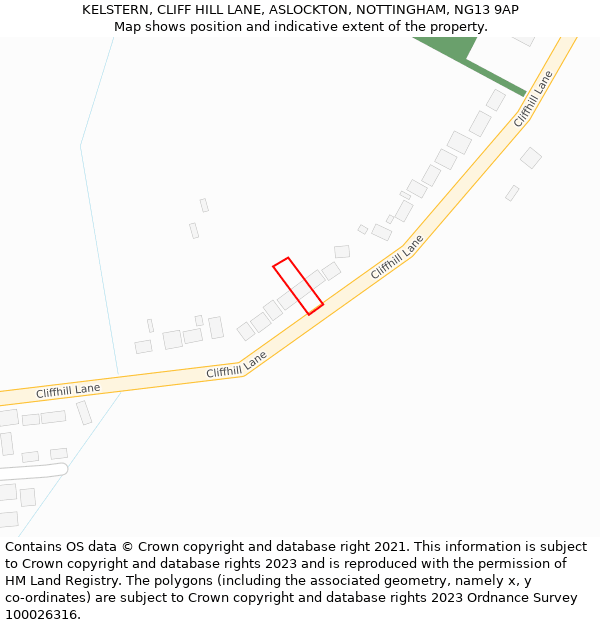 KELSTERN, CLIFF HILL LANE, ASLOCKTON, NOTTINGHAM, NG13 9AP: Location map and indicative extent of plot