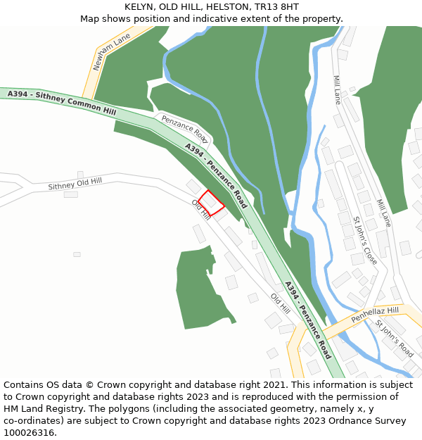 KELYN, OLD HILL, HELSTON, TR13 8HT: Location map and indicative extent of plot