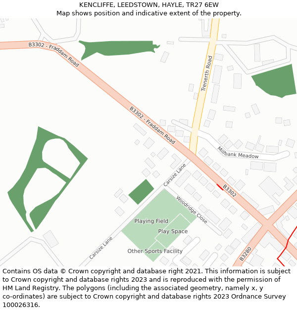 KENCLIFFE, LEEDSTOWN, HAYLE, TR27 6EW: Location map and indicative extent of plot