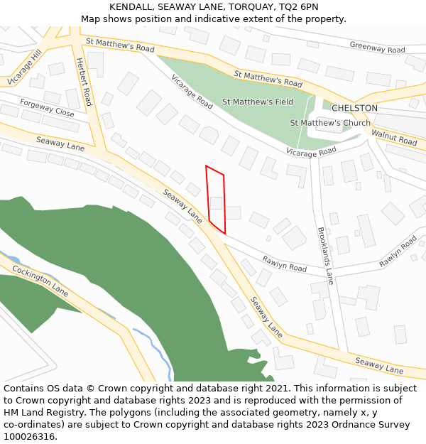 KENDALL, SEAWAY LANE, TORQUAY, TQ2 6PN: Location map and indicative extent of plot