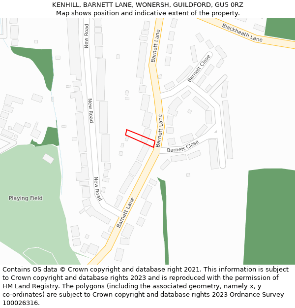 KENHILL, BARNETT LANE, WONERSH, GUILDFORD, GU5 0RZ: Location map and indicative extent of plot