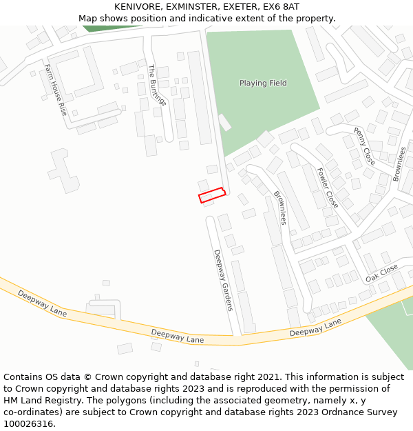 KENIVORE, EXMINSTER, EXETER, EX6 8AT: Location map and indicative extent of plot