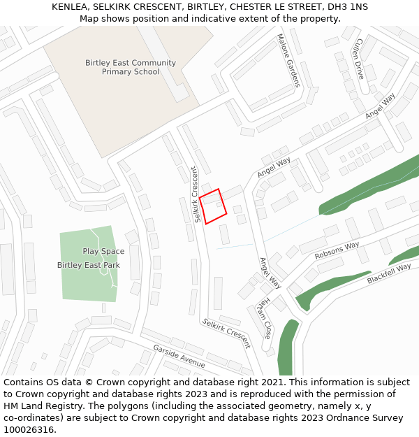 KENLEA, SELKIRK CRESCENT, BIRTLEY, CHESTER LE STREET, DH3 1NS: Location map and indicative extent of plot