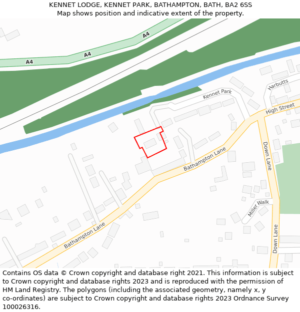 KENNET LODGE, KENNET PARK, BATHAMPTON, BATH, BA2 6SS: Location map and indicative extent of plot