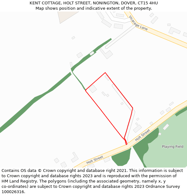 KENT COTTAGE, HOLT STREET, NONINGTON, DOVER, CT15 4HU: Location map and indicative extent of plot