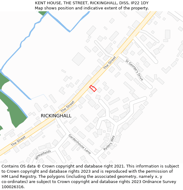 KENT HOUSE, THE STREET, RICKINGHALL, DISS, IP22 1DY: Location map and indicative extent of plot