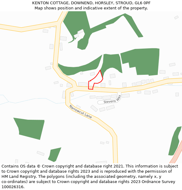 KENTON COTTAGE, DOWNEND, HORSLEY, STROUD, GL6 0PF: Location map and indicative extent of plot