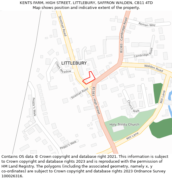 KENTS FARM, HIGH STREET, LITTLEBURY, SAFFRON WALDEN, CB11 4TD: Location map and indicative extent of plot