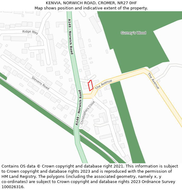 KENVIA, NORWICH ROAD, CROMER, NR27 0HF: Location map and indicative extent of plot