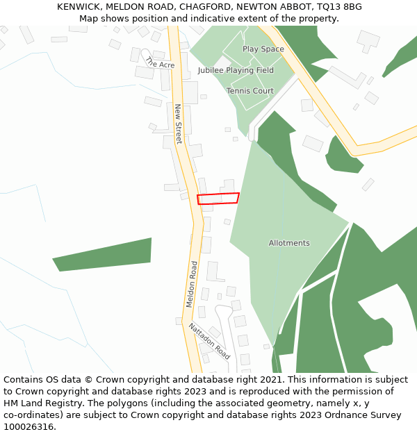 KENWICK, MELDON ROAD, CHAGFORD, NEWTON ABBOT, TQ13 8BG: Location map and indicative extent of plot