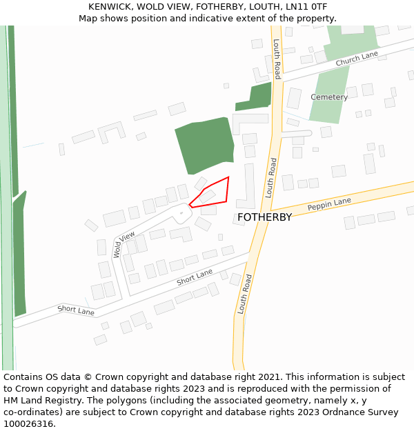 KENWICK, WOLD VIEW, FOTHERBY, LOUTH, LN11 0TF: Location map and indicative extent of plot