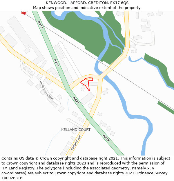 KENWOOD, LAPFORD, CREDITON, EX17 6QS: Location map and indicative extent of plot