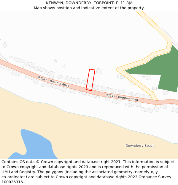 KENWYN, DOWNDERRY, TORPOINT, PL11 3JA: Location map and indicative extent of plot