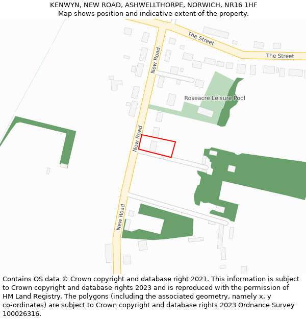 KENWYN, NEW ROAD, ASHWELLTHORPE, NORWICH, NR16 1HF: Location map and indicative extent of plot