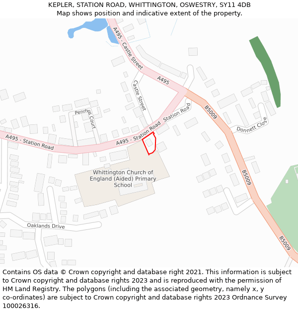 KEPLER, STATION ROAD, WHITTINGTON, OSWESTRY, SY11 4DB: Location map and indicative extent of plot