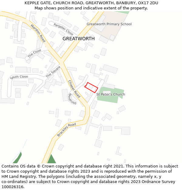 KEPPLE GATE, CHURCH ROAD, GREATWORTH, BANBURY, OX17 2DU: Location map and indicative extent of plot