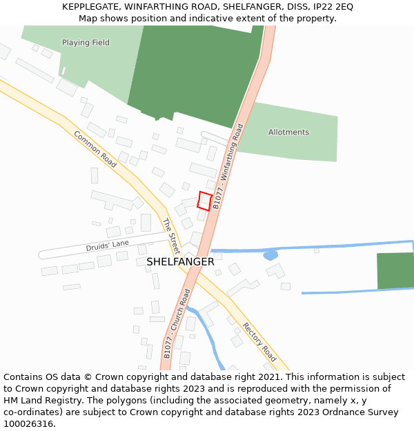 KEPPLEGATE, WINFARTHING ROAD, SHELFANGER, DISS, IP22 2EQ: Location map and indicative extent of plot