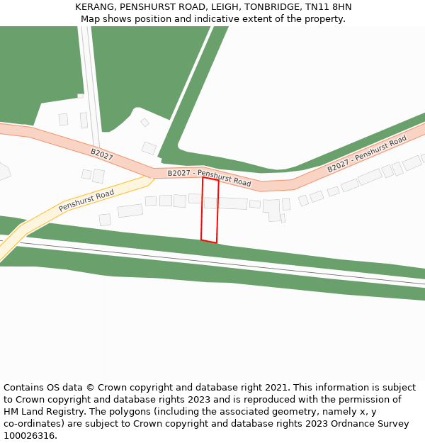 KERANG, PENSHURST ROAD, LEIGH, TONBRIDGE, TN11 8HN: Location map and indicative extent of plot