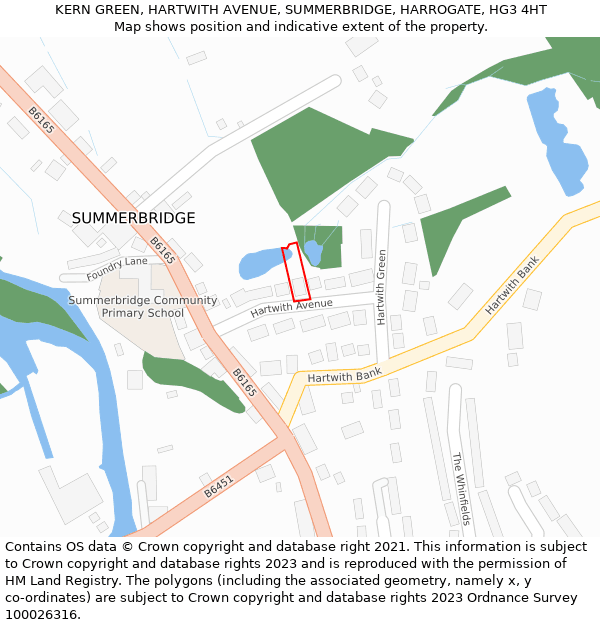 KERN GREEN, HARTWITH AVENUE, SUMMERBRIDGE, HARROGATE, HG3 4HT: Location map and indicative extent of plot