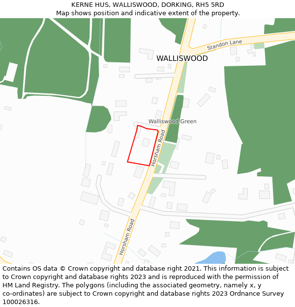 KERNE HUS, WALLISWOOD, DORKING, RH5 5RD: Location map and indicative extent of plot