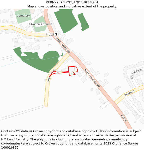 KERNYK, PELYNT, LOOE, PL13 2LA: Location map and indicative extent of plot