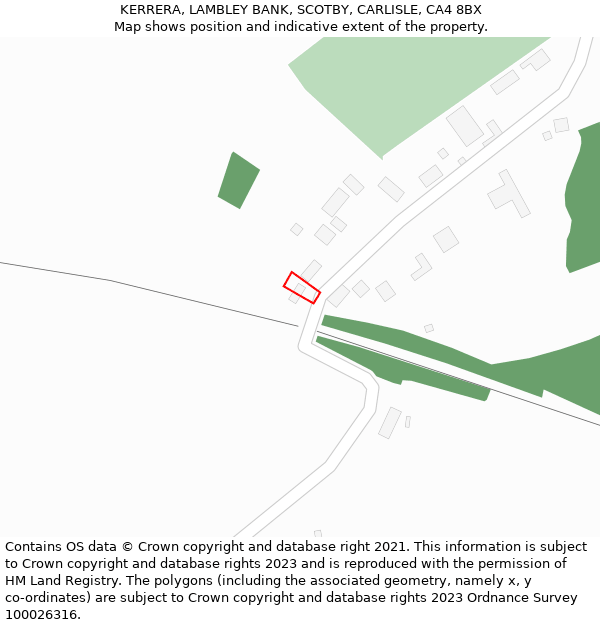 KERRERA, LAMBLEY BANK, SCOTBY, CARLISLE, CA4 8BX: Location map and indicative extent of plot