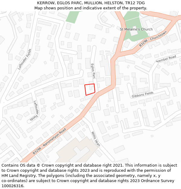 KERROW, EGLOS PARC, MULLION, HELSTON, TR12 7DG: Location map and indicative extent of plot