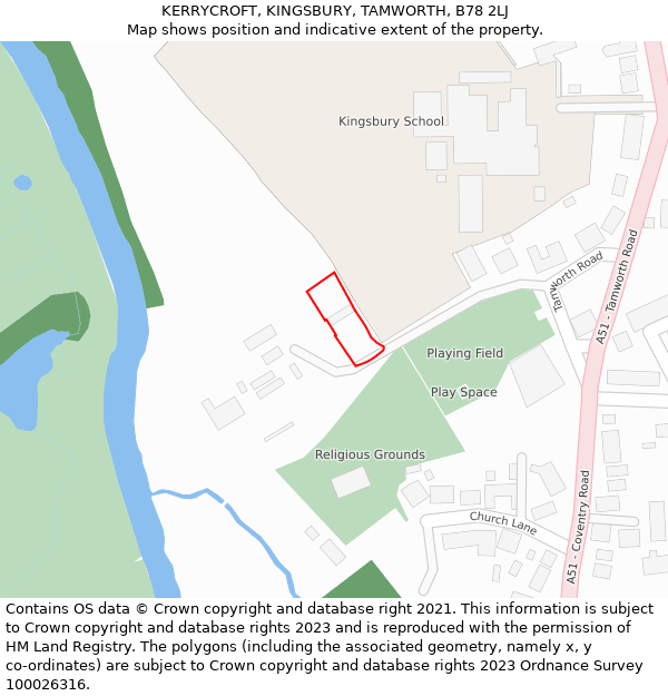 KERRYCROFT, KINGSBURY, TAMWORTH, B78 2LJ: Location map and indicative extent of plot