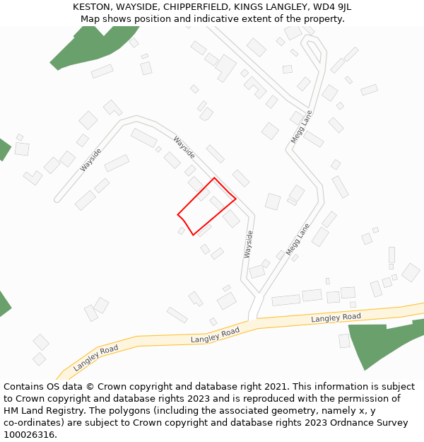 KESTON, WAYSIDE, CHIPPERFIELD, KINGS LANGLEY, WD4 9JL: Location map and indicative extent of plot