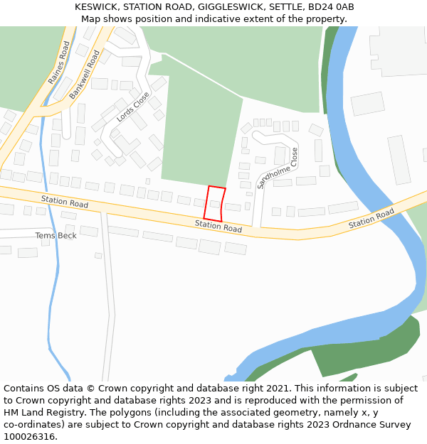 KESWICK, STATION ROAD, GIGGLESWICK, SETTLE, BD24 0AB: Location map and indicative extent of plot