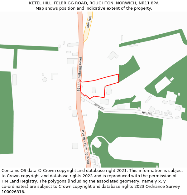 KETEL HILL, FELBRIGG ROAD, ROUGHTON, NORWICH, NR11 8PA: Location map and indicative extent of plot