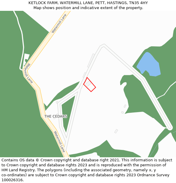 KETLOCK FARM, WATERMILL LANE, PETT, HASTINGS, TN35 4HY: Location map and indicative extent of plot