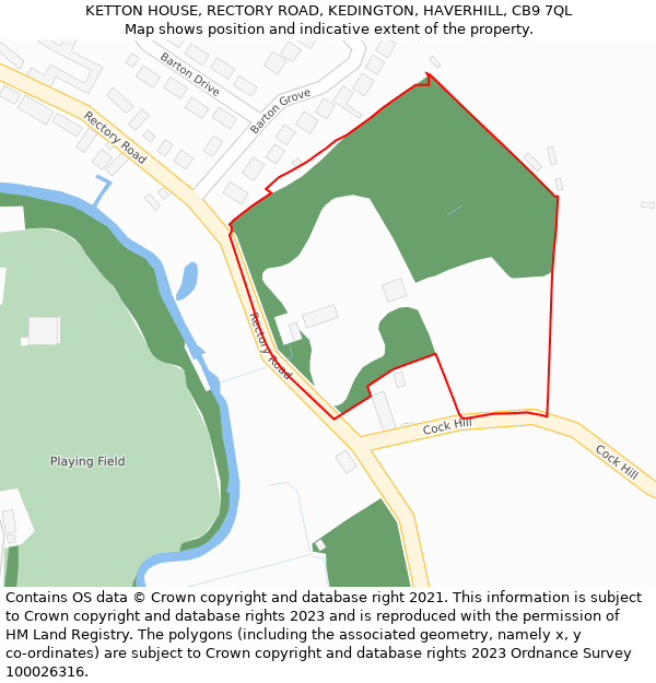 KETTON HOUSE, RECTORY ROAD, KEDINGTON, HAVERHILL, CB9 7QL: Location map and indicative extent of plot