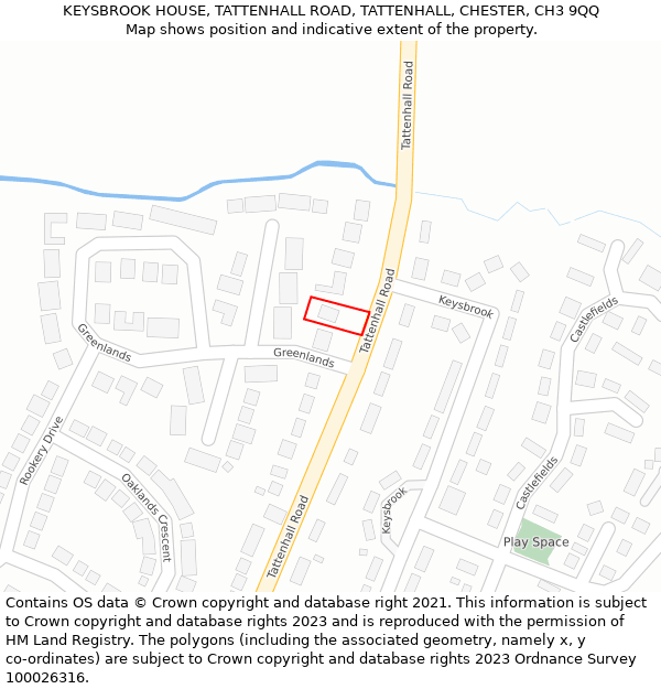 KEYSBROOK HOUSE, TATTENHALL ROAD, TATTENHALL, CHESTER, CH3 9QQ: Location map and indicative extent of plot